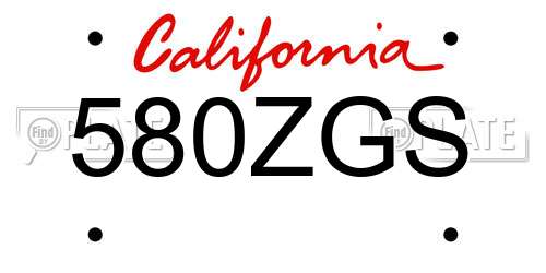 580ZGS California License Plate
