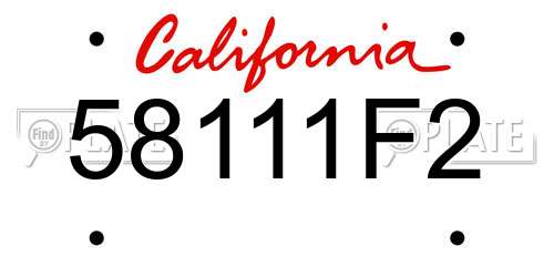 58111F2 California License Plate