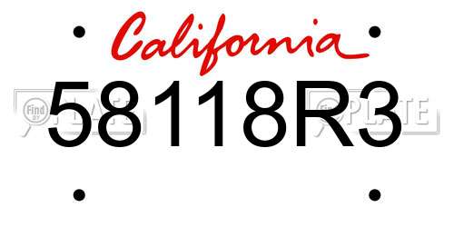 58118R3 California License Plate