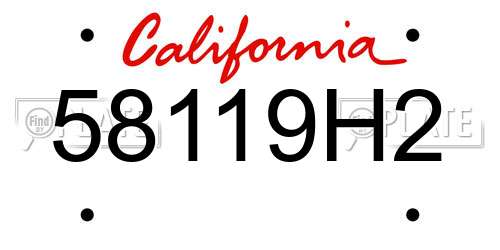 58119H2 California License Plate