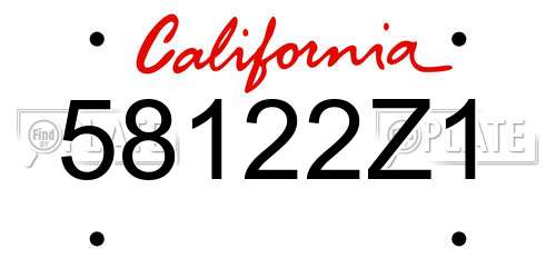 58122Z1 California License Plate
