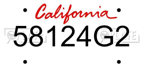 58124G2 California License Plate