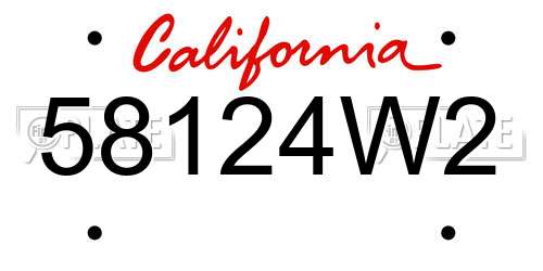 58124W2 California License Plate