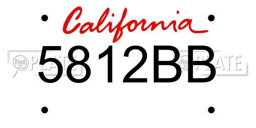 5812BB California License Plate