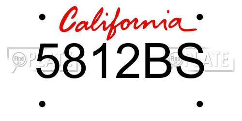 5812BS California License Plate