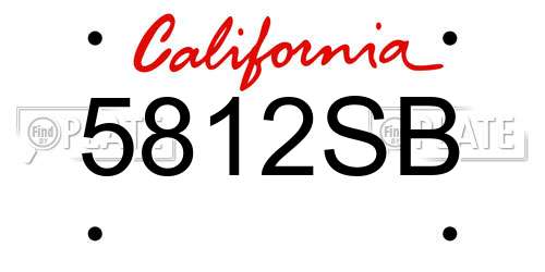 5812SB California License Plate