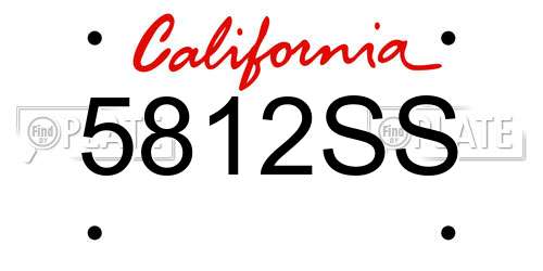 5812SS California License Plate