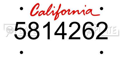 5814262 California License Plate