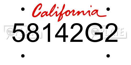 58142G2 California License Plate