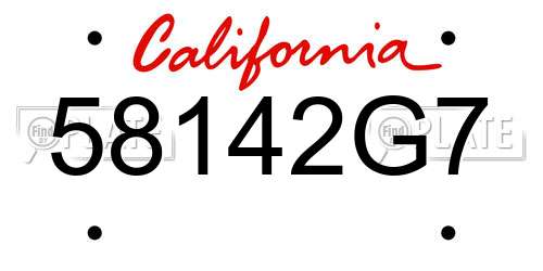 58142G7 California License Plate