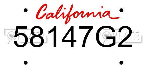 58147G2 California License Plate