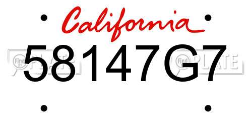 58147G7 California License Plate