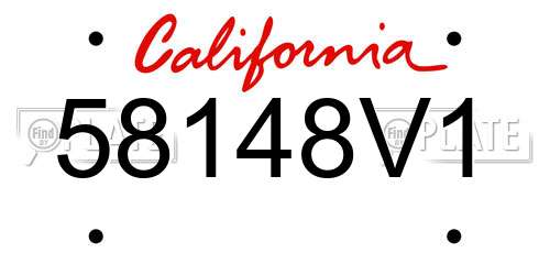 58148V1 California License Plate
