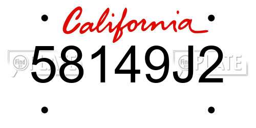 58149J2 California License Plate