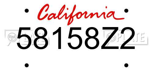 58158Z2 California License Plate