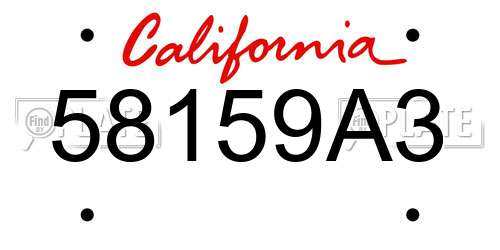 58159A3 California License Plate
