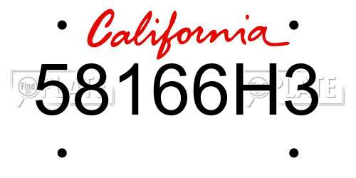 58166H3 California License Plate