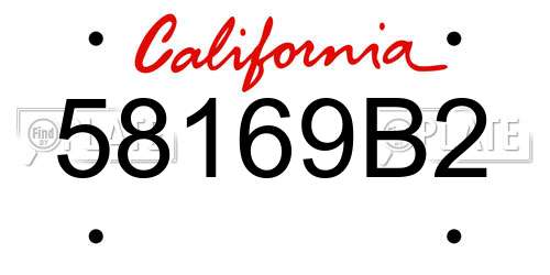 58169B2 California License Plate