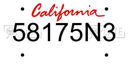 58175N3 California License Plate