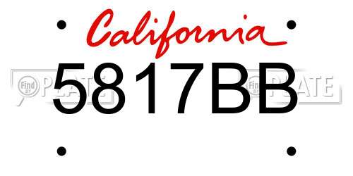 5817BB California License Plate