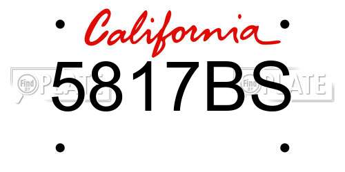 5817BS California License Plate