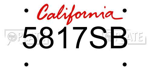5817SB California License Plate