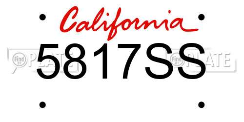 5817SS California License Plate