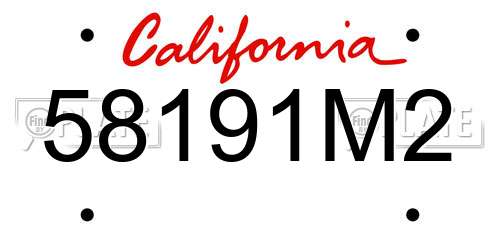 58191M2 California License Plate