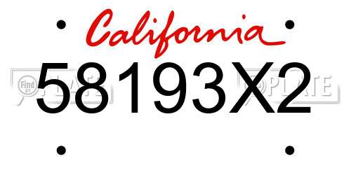 58193X2 California License Plate