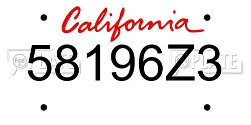 58196Z3 California License Plate
