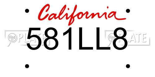 581LL8 California License Plate