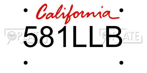 581LLB California License Plate