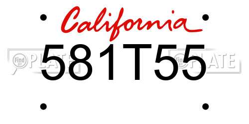 581T55 California License Plate