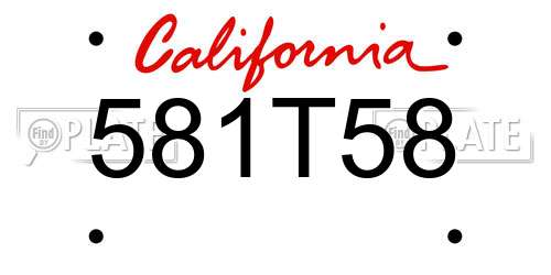 581T58 California License Plate