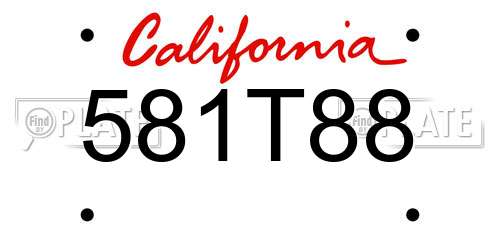 581T88 California License Plate