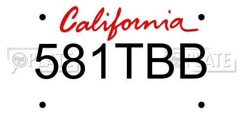 581TBB California License Plate
