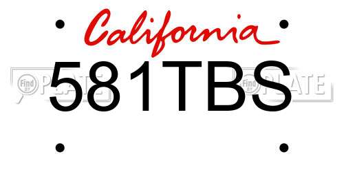 581TBS California License Plate