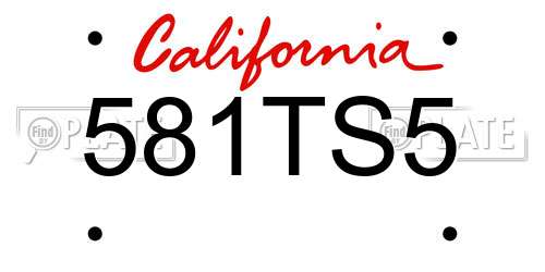 581TS5 California License Plate