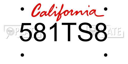 581TS8 California License Plate