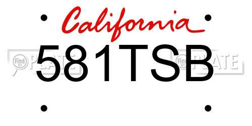 581TSB California License Plate