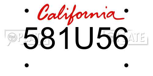 581U56 California License Plate
