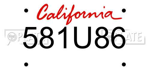 581U86 California License Plate