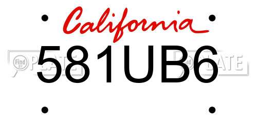581UB6 California License Plate