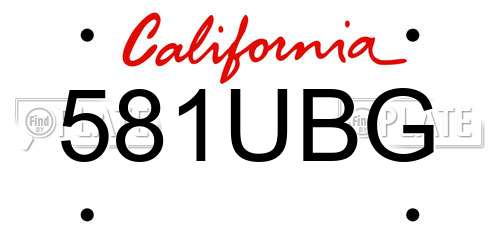 581UBG California License Plate