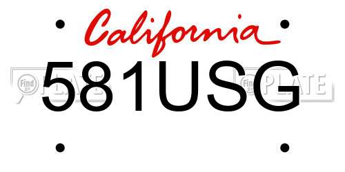 581USG California License Plate