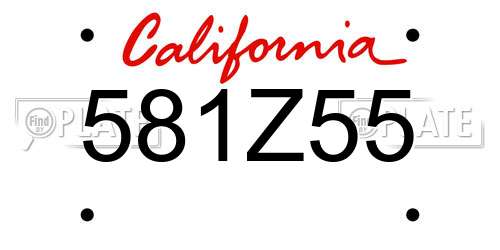 581Z55 California License Plate