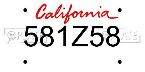 581Z58 California License Plate