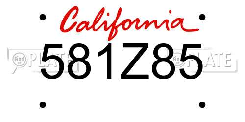 581Z85 California License Plate