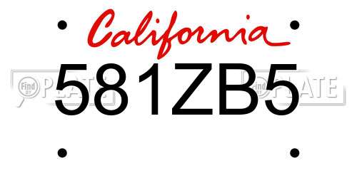 581ZB5 California License Plate