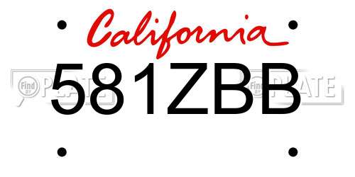 581ZBB California License Plate